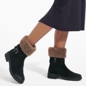 Ugg Harrison Cuff Winter Boots Black Suede, Size 8.5, NWT no box